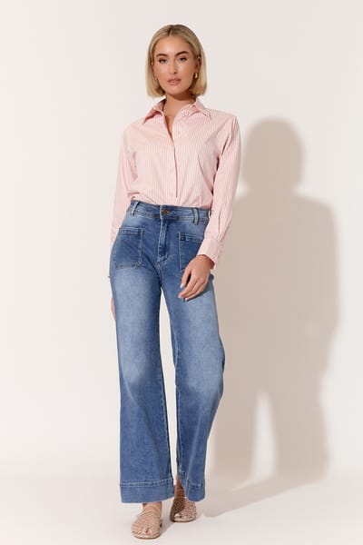 Striped Poplin Shirt Pink adorne