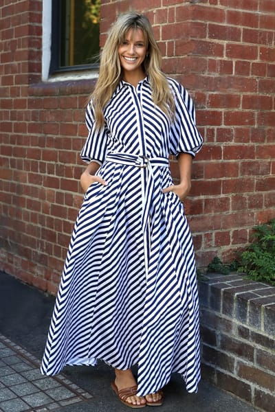Bianca Belted Dress Navy Leoni