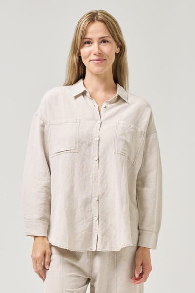 Stitch Detail Relaxed Shirt Natural Worthier