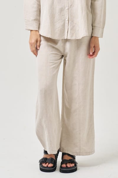 Stitch Front Linen Pant Natural Worthier