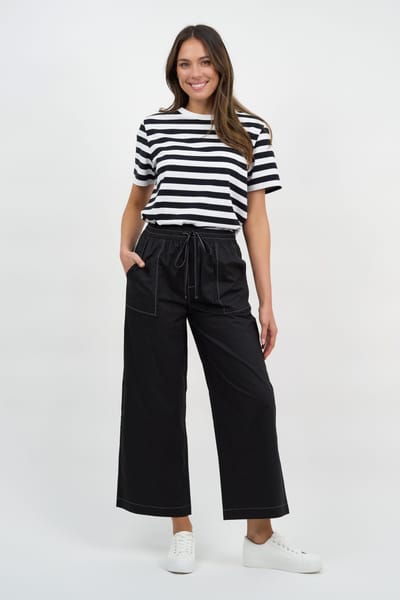 Stitch Detail Cotton Pant Black Liberty Rose