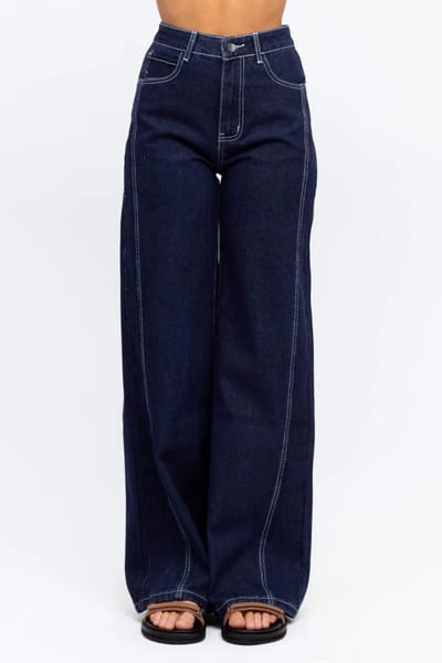Stitch Detail Straight Jean Indigo Ebby & I