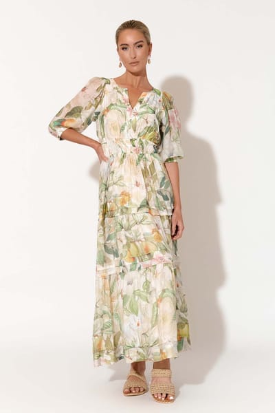 Vee Pleat Detail Dress White adorne