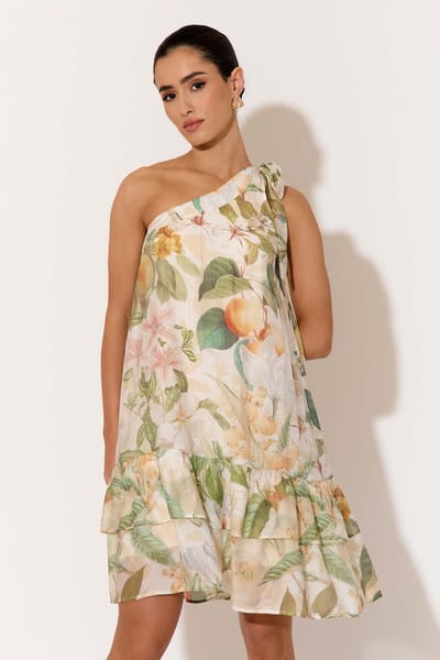 One Shoulder Dress White adorne