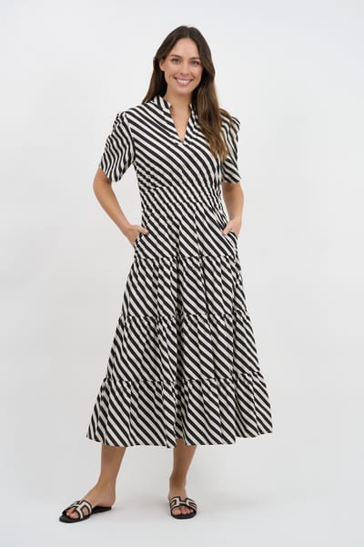 Tier Detail Dress Stripe Liberty Rose