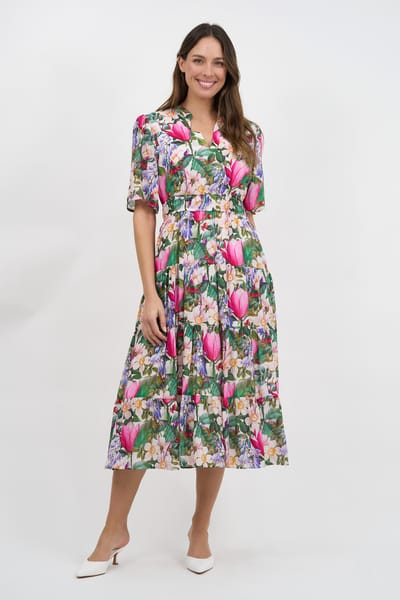 Tier Detail Dress White Liberty Rose
