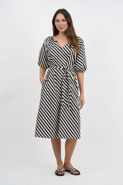 Cotton Midi Dress Stripe Liberty Rose