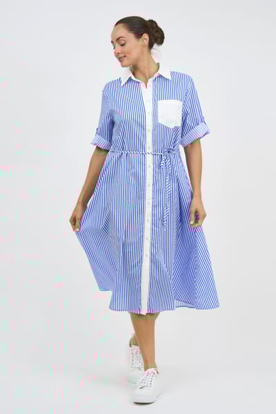 Cotton Relaxed Shirt Dress Blue Liberty Rose