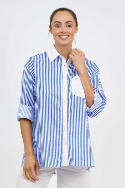 Cotton Relaxed Shirt Blue Liberty Rose