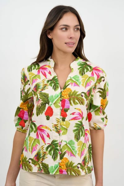 Mandarin Collar Shirt Khaki Liberty Rose