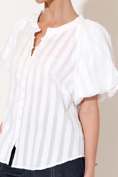 Cotton Self Stripe Shirt White adorne