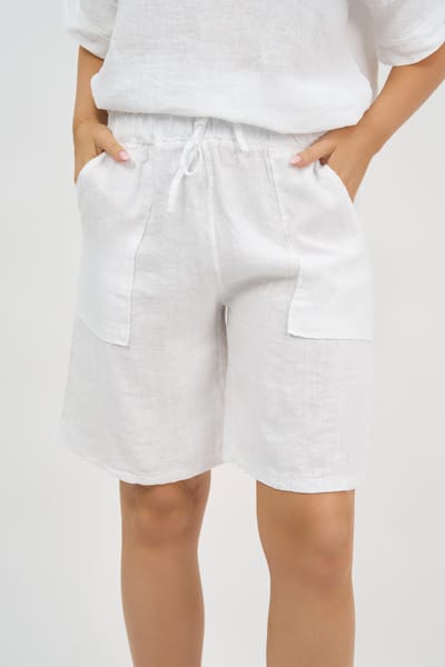 Linen Pocket Short White La Strada