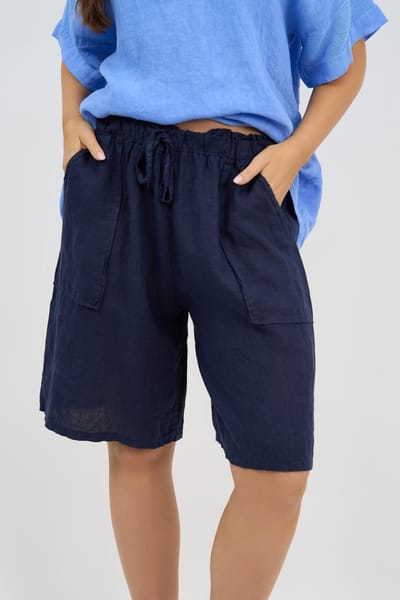 Linen Pocket Short Navy La Strada