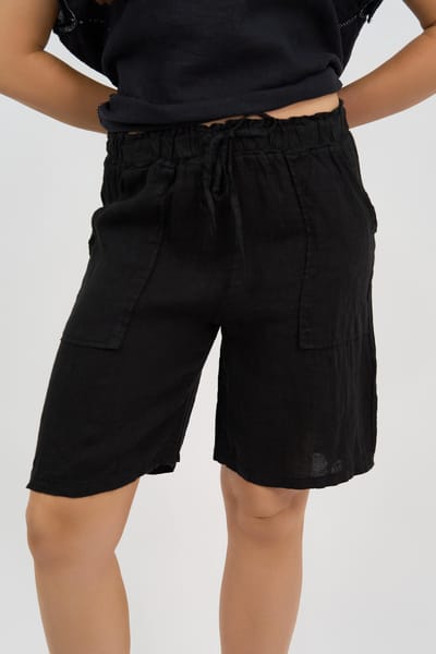 Linen Pocket Short Black La Strada