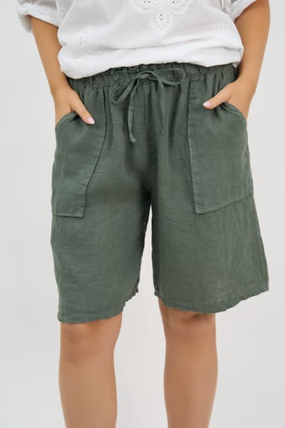 Linen Pocket Short Khaki La Strada