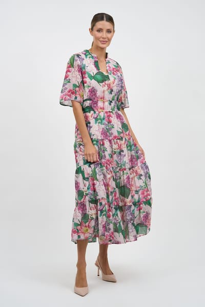 Tier Detail Dress Pink Liberty Rose