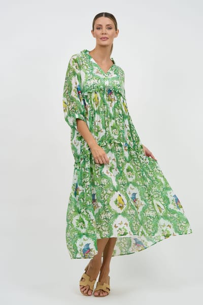 Tiered Midi Dress Green Liberty Rose