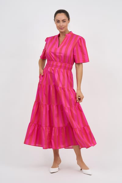 Tier Detail Dress Pink Liberty Rose