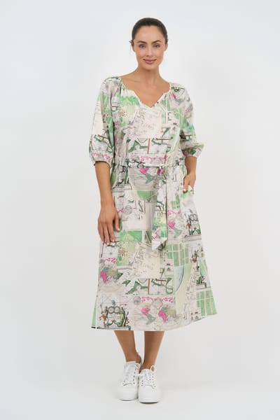 Cotton Midi Dress Natural Liberty Rose