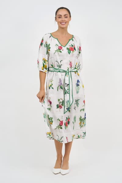 Cotton Midi Dress White Liberty Rose