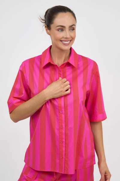 Relaxed Cotton Shirt Pink Liberty Rose