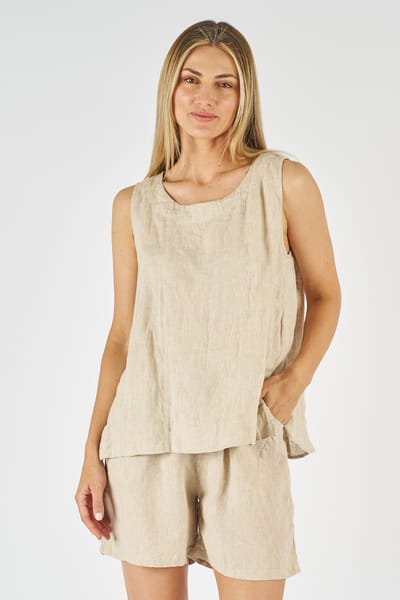 Button Detail Sleeveless Top Beige Worthier