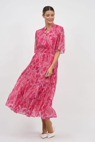 Tier Detail Dress Pink Liberty Rose