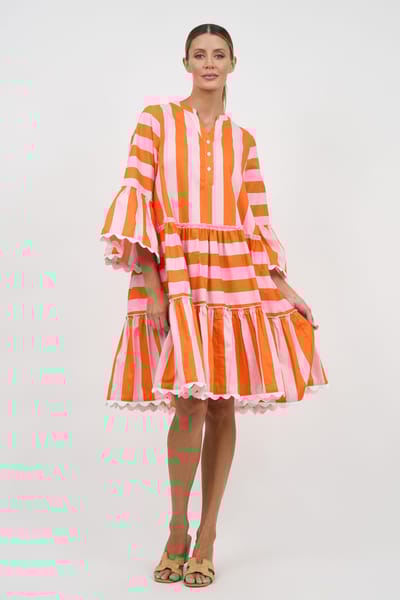 Micah Trim Detail Dress Orange Leoni