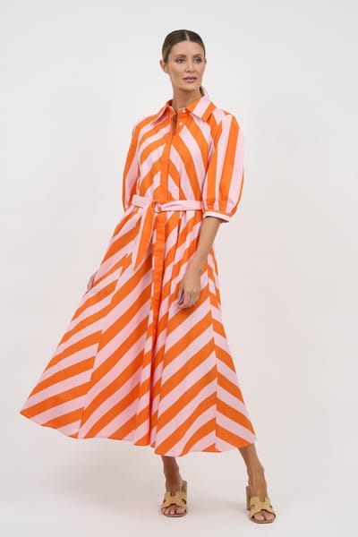 Bianca Belted Dress Orange Leoni