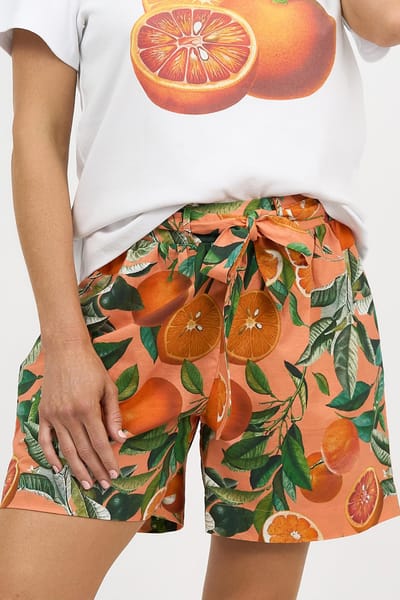 Linen Relaxed Short Orange Liberty Rose