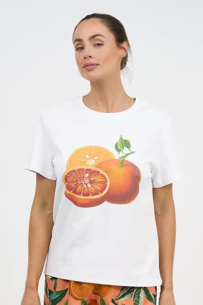 Print Cotton Tee Orange Liberty Rose