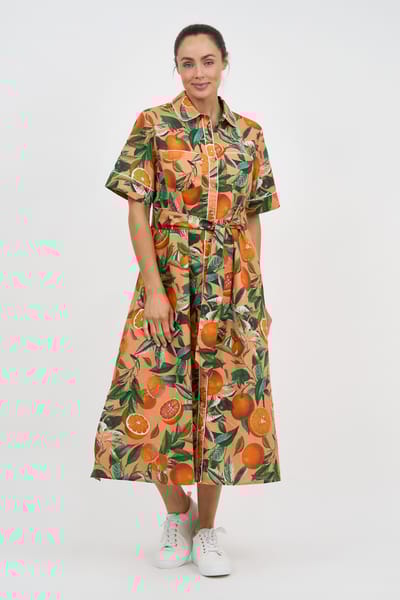 Trim Detail Shirt Dress Orange Liberty Rose
