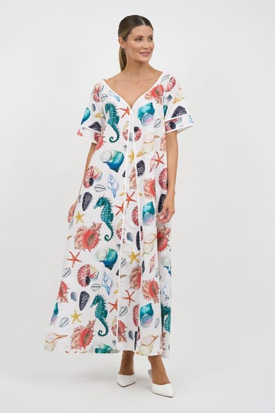 Contrast Maxi Print Dress Seahorse Liberty Rose