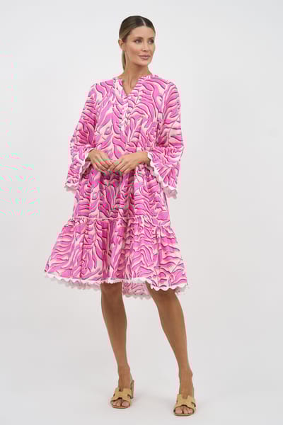 Micah Trim Detail Dress Pink Leoni