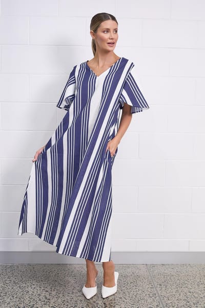 Liana Flute Sleeve Dress Navy Liberty Rose