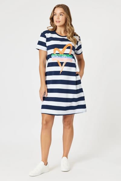Heart Stripe Dress Orange Threadz