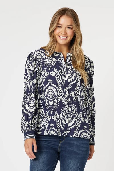Emily Print Top Navy Threadz