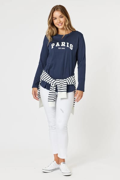 Paris Long Sleeve Tee Navy Threadz