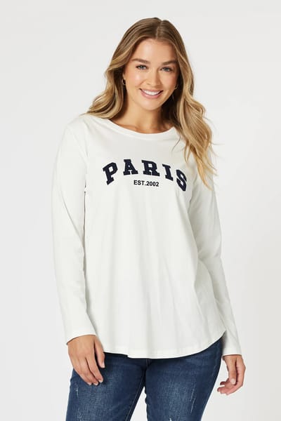Paris Long Sleeve Tee White Threadz