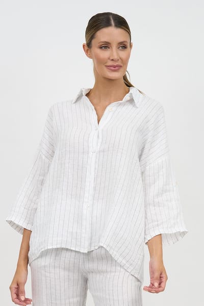 Relaxed Striped Shirt White La Strada