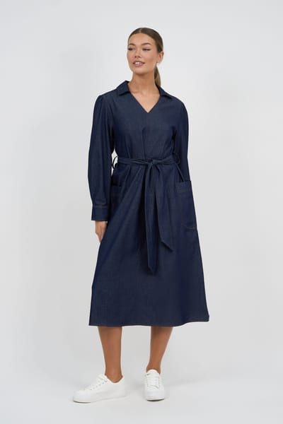 Collared Denim Dress Navy Liberty Rose