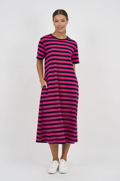 Straight Cotton Jersey Dress Pink Liberty Rose