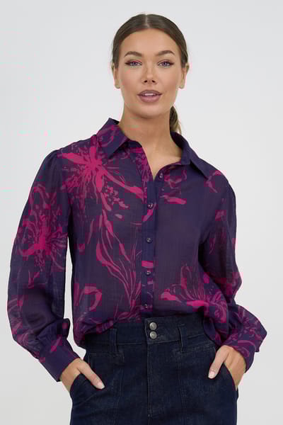 Relaxed Long Sleeve Shirt Navy Liberty Rose