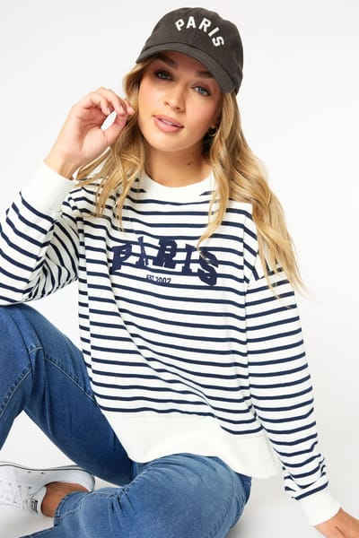 Paris Long Sleeve Sweater Stripe Threadz