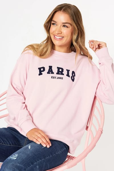Paris Long Sleeve Sweater Pink Threadz