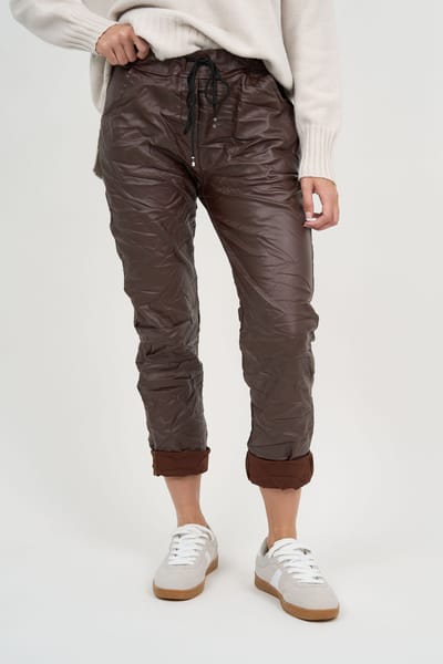 Wet Look Jogger Pant Chocolate La Strada