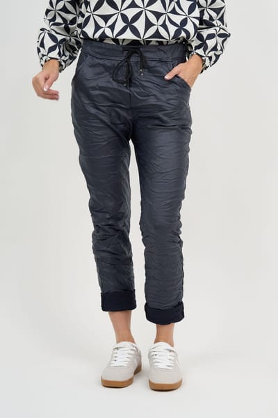Wet Look Jogger Pant Navy La Strada