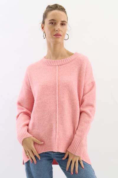 Ribbed Detail Knit Pink Worthier