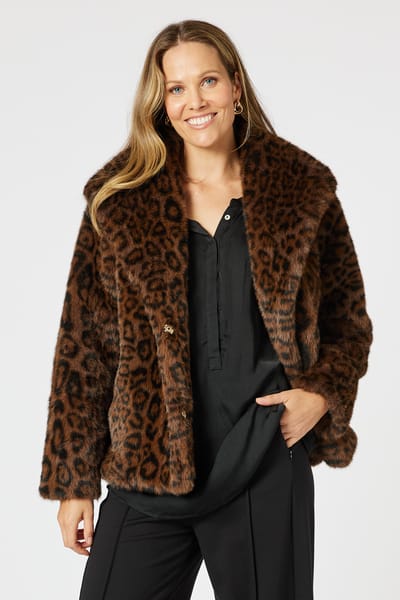 Faux Fur Jacket Chocolate Hammock & Vine