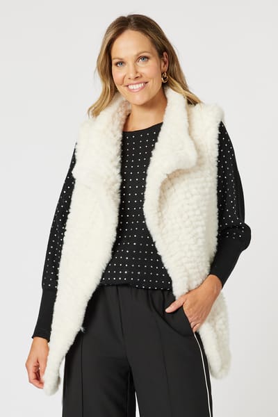 Minx Faux Fur Vest Ivory Hammock & Vine